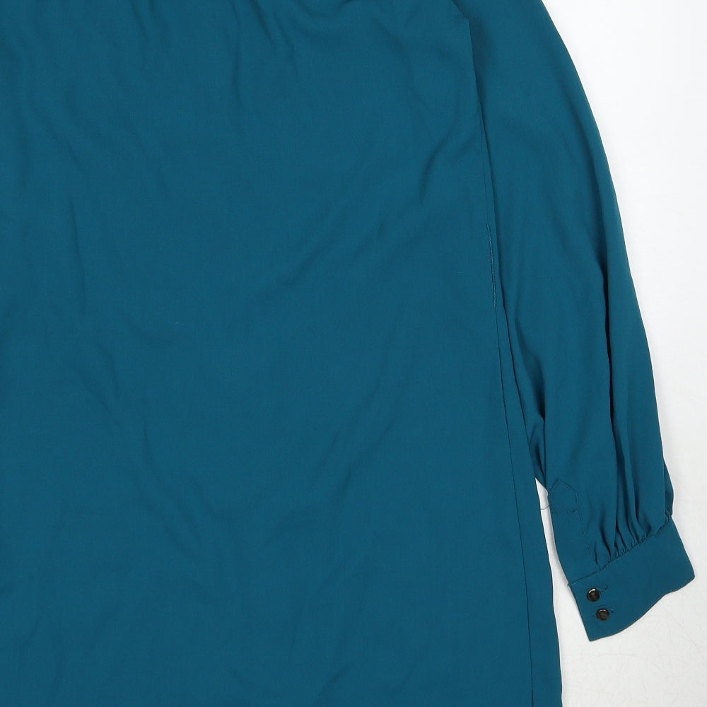 New Look Womens Blue Polyester Shirt Dress Size 8 Collared Button