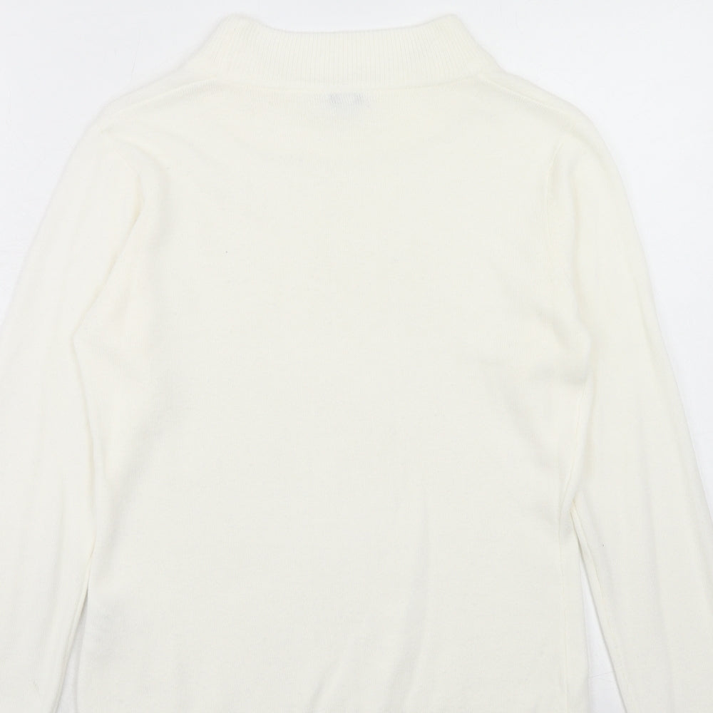 NEXT Womens Ivory Mock Neck Acrylic Pullover Jumper Size 8