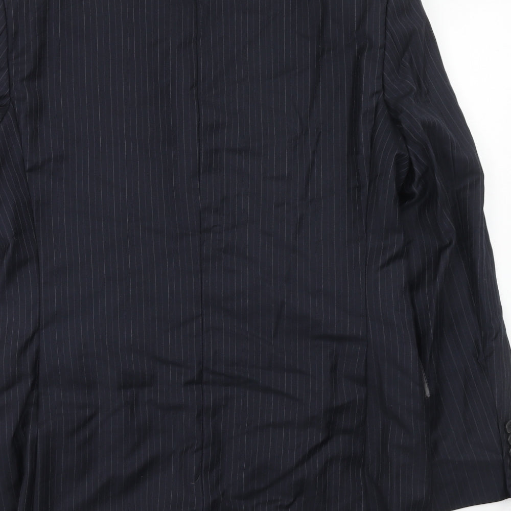 John Lewis Mens Blue Striped Wool Jacket Suit Jacket Size 38 Regular