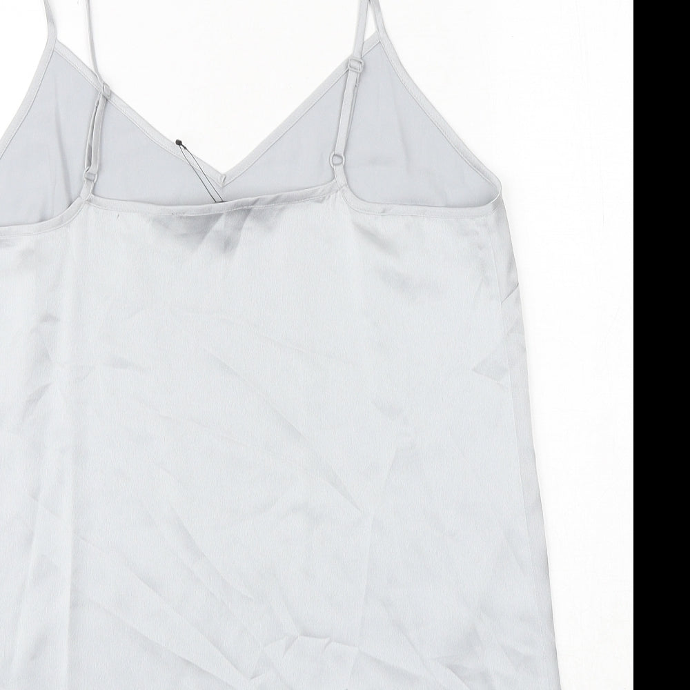 Marks and Spencer Womens Silver Polyester Basic Tank Size 12 V-Neck