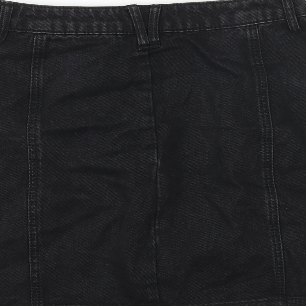 Stradivarius Womens Blue Chlorofibre A-Line Skirt Size 10 Button