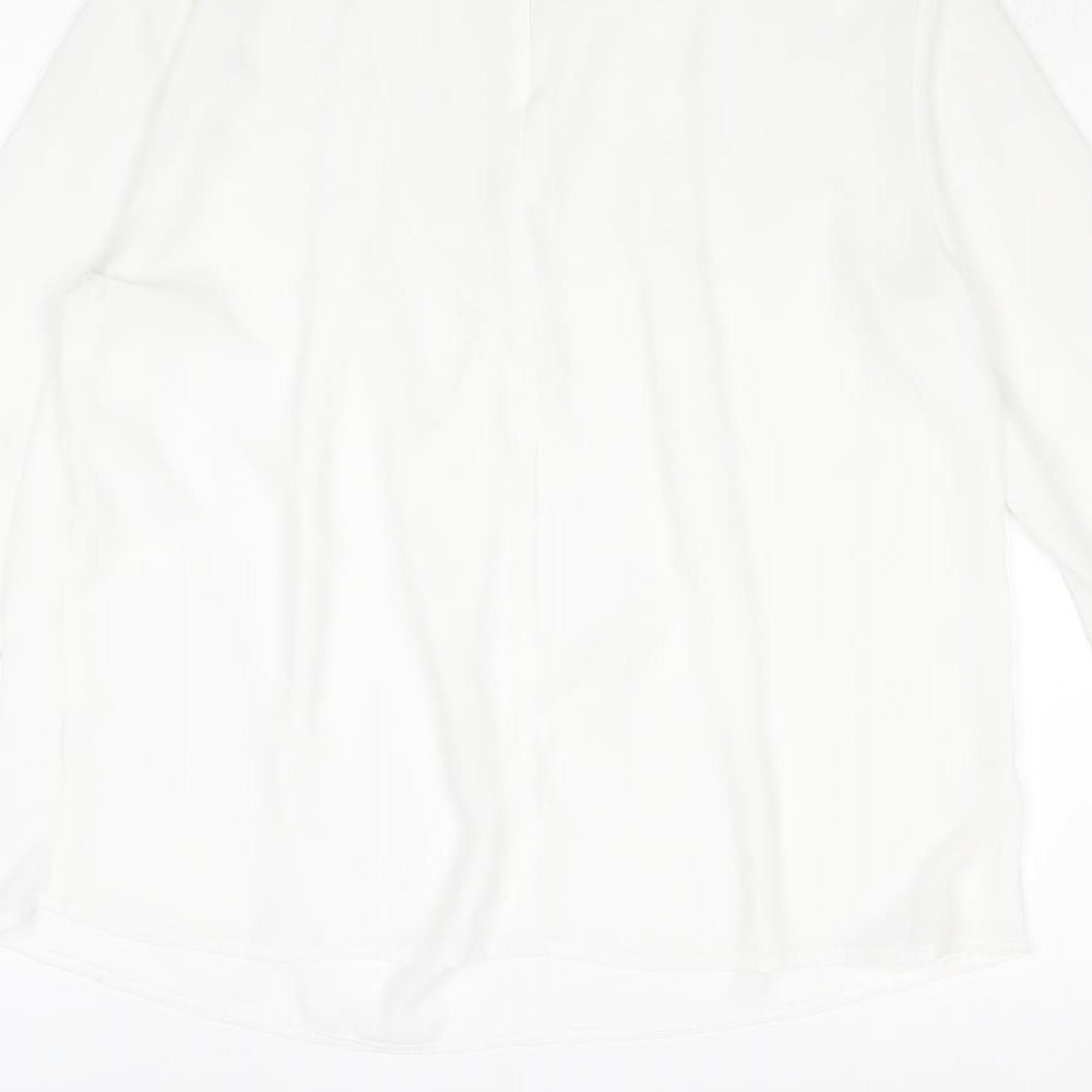 Topshop Womens White Polyester Basic Blouse Size 12 Mock Neck