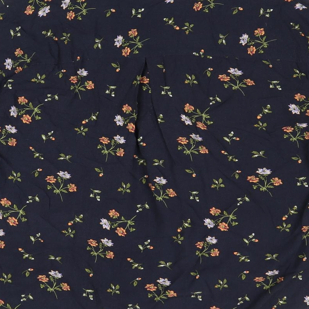 H&M Womens Blue Floral Viscose Basic Blouse Size XS Collared