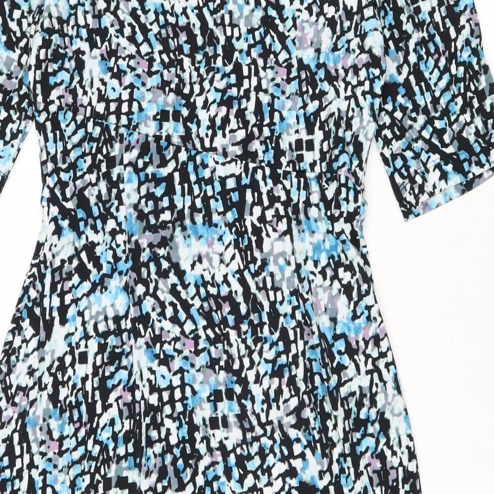 Connected Apparel Womens Multicoloured Geometric Polyester A-Line Size 8 Round Neck Pullover