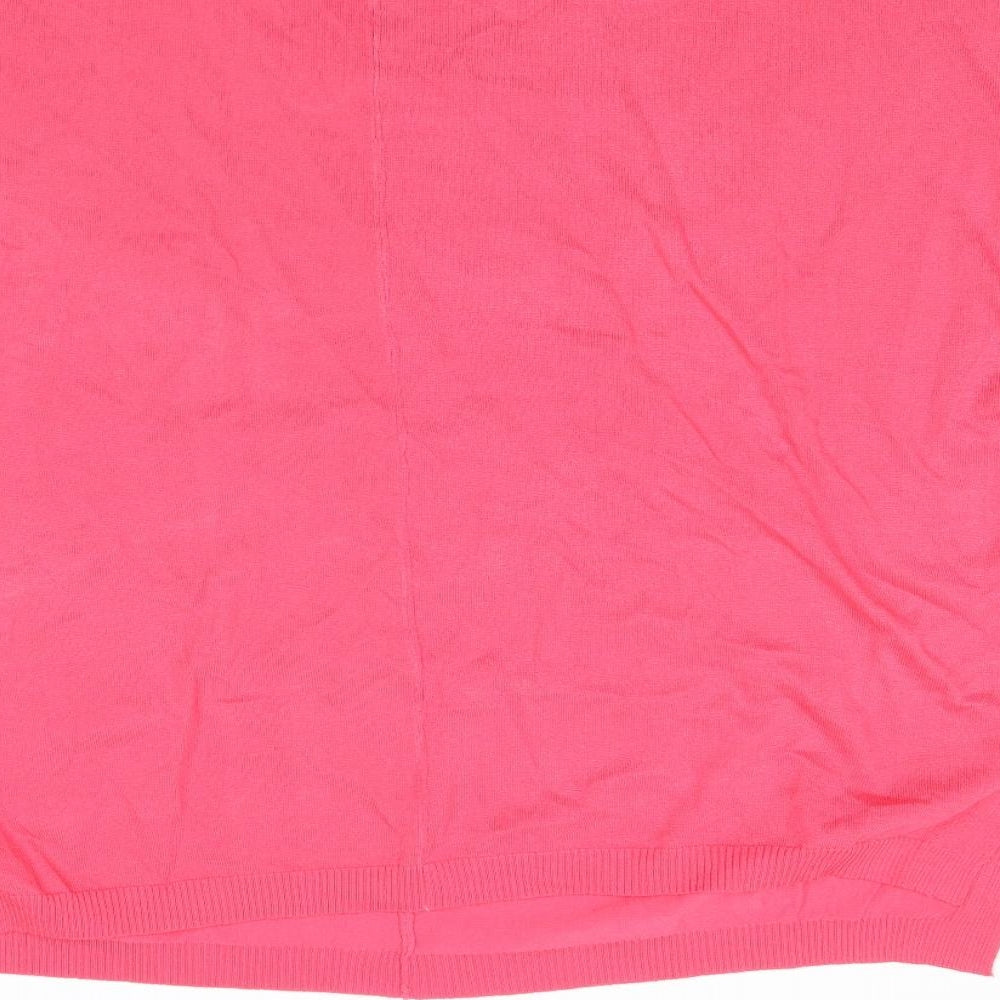 Bonmarché Womens Pink V-Neck Viscose Pullover Jumper Size S