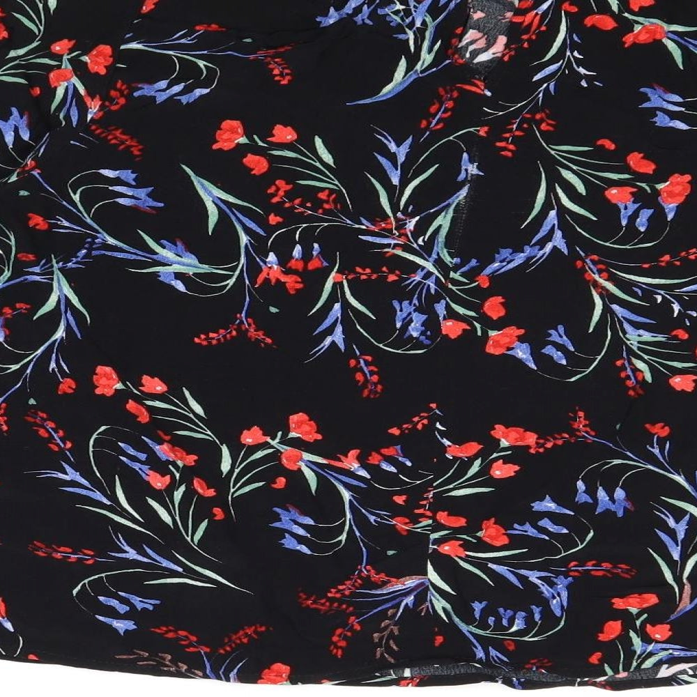 Topshop Womens Multicoloured Floral Viscose Basic Blouse Size 6 Round Neck
