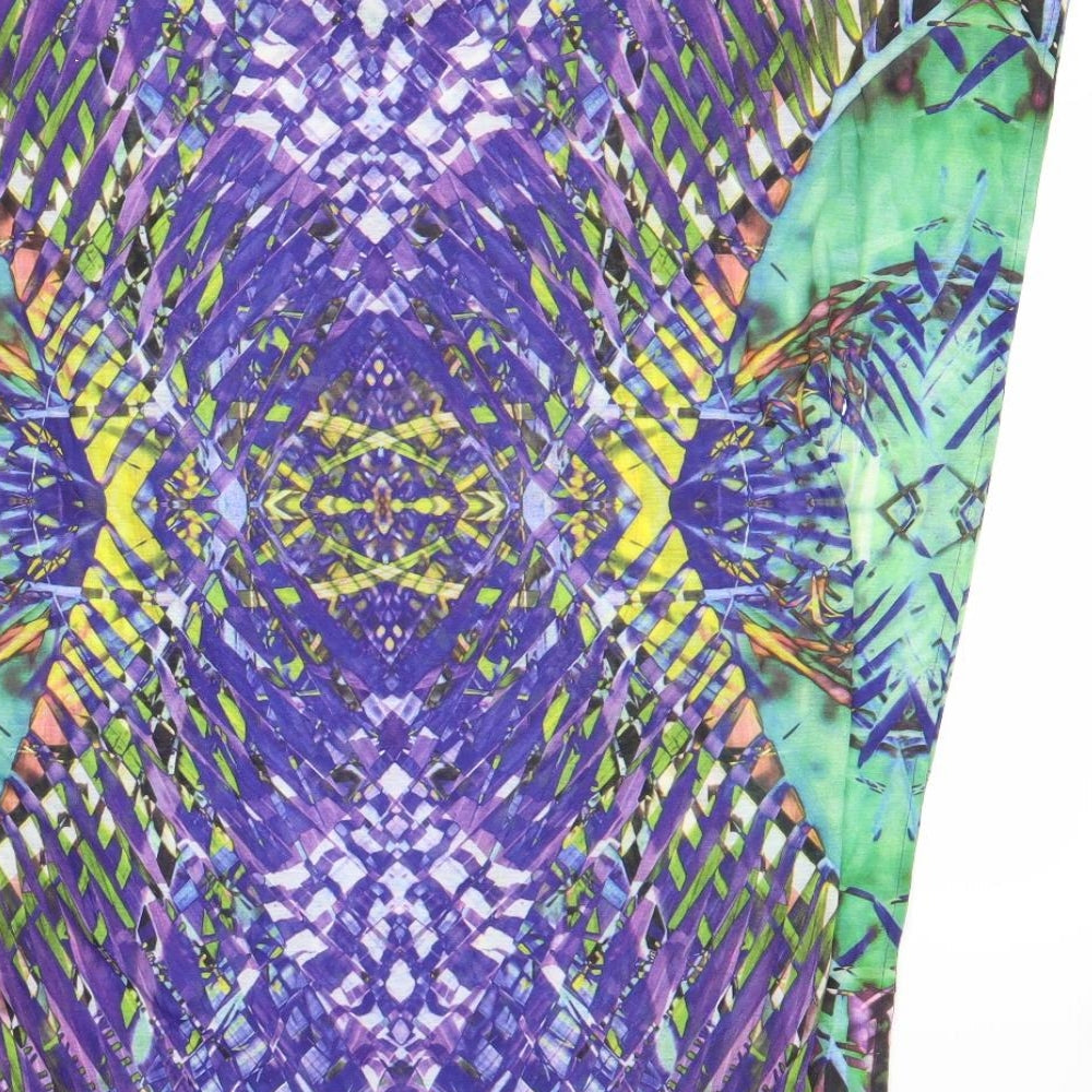 H&M Womens Multicoloured Geometric Polyester A-Line Size XS V-Neck Pullover