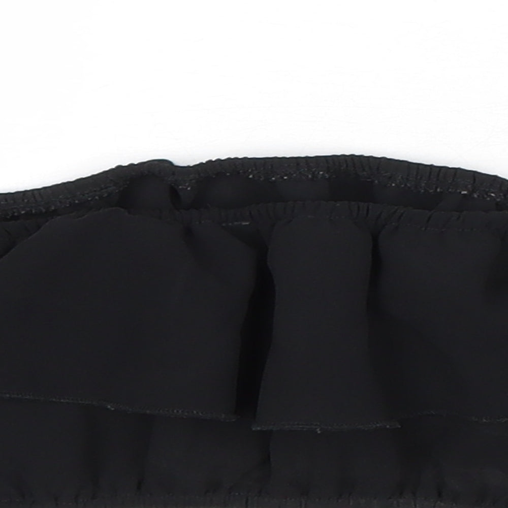 PRETTYLITTLETHING Womens Black Polyester Cropped Tank Size 4 Off the Shoulder