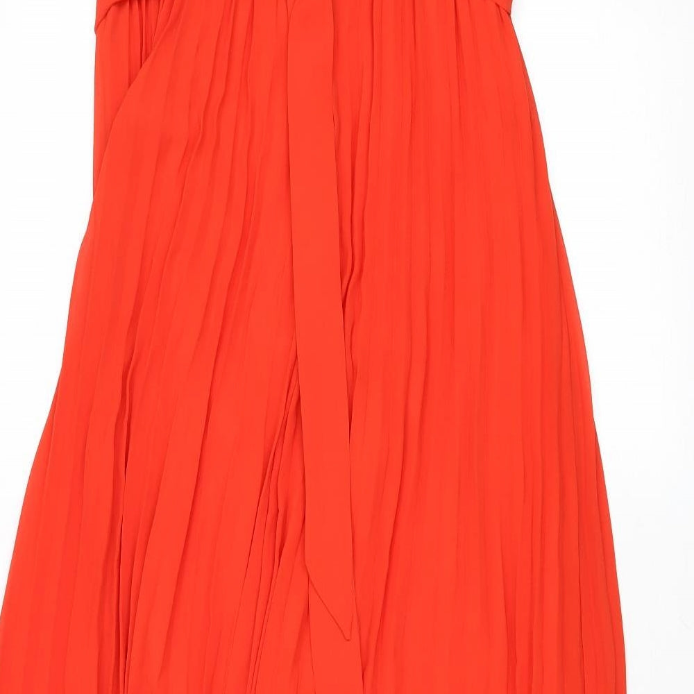 Nasty Gal Womens Red Polyester Trapeze & Swing Size 8 V-Neck Zip
