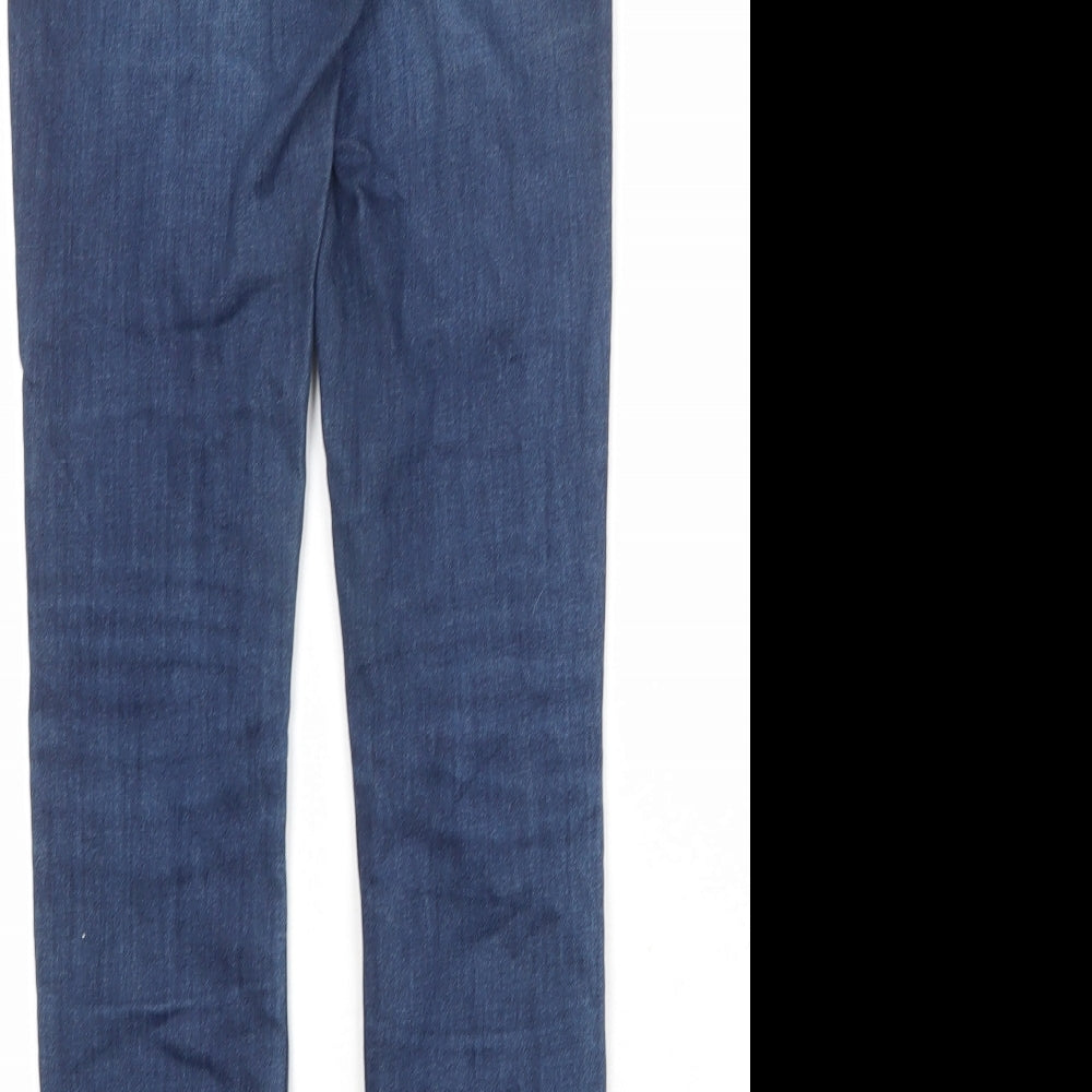 H&M Womens Blue Cotton Skinny Jeans Size 8 Regular Zip