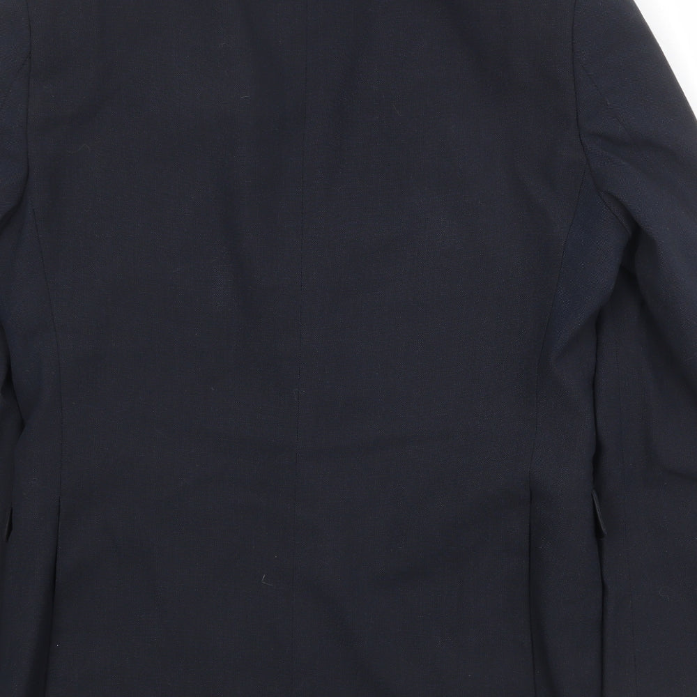 One Six Five Mens Blue Polyester Jacket Suit Jacket Size 36 Regular