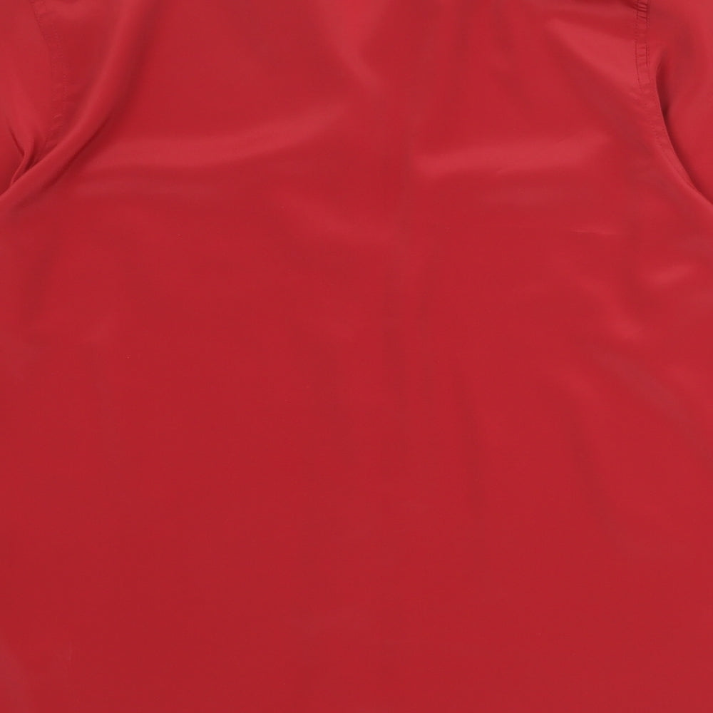 Essentials Womens Red Polyester Basic Button-Up Size 10 Collared