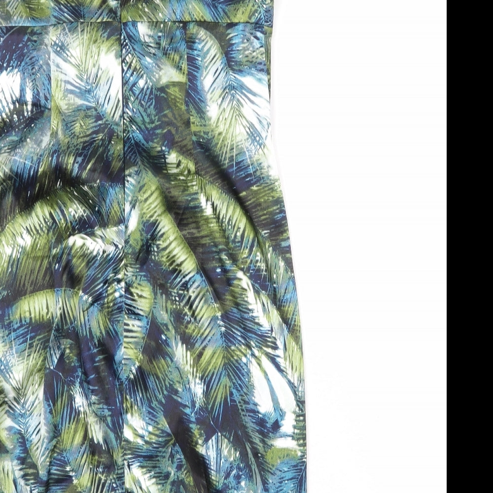 London Times Womens Multicoloured Geometric Polyester Shift Size 10 Square Neck Zip