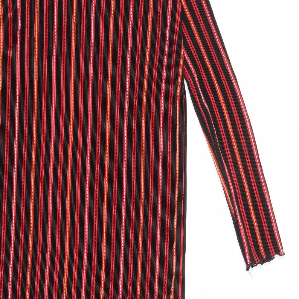Zara Womens Multicoloured Striped Polyester A-Line Size S Round Neck Pullover