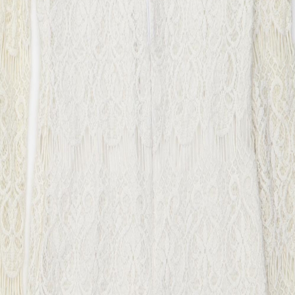 Edge Womens Ivory Polyester Shift Size 12 V-Neck Zip