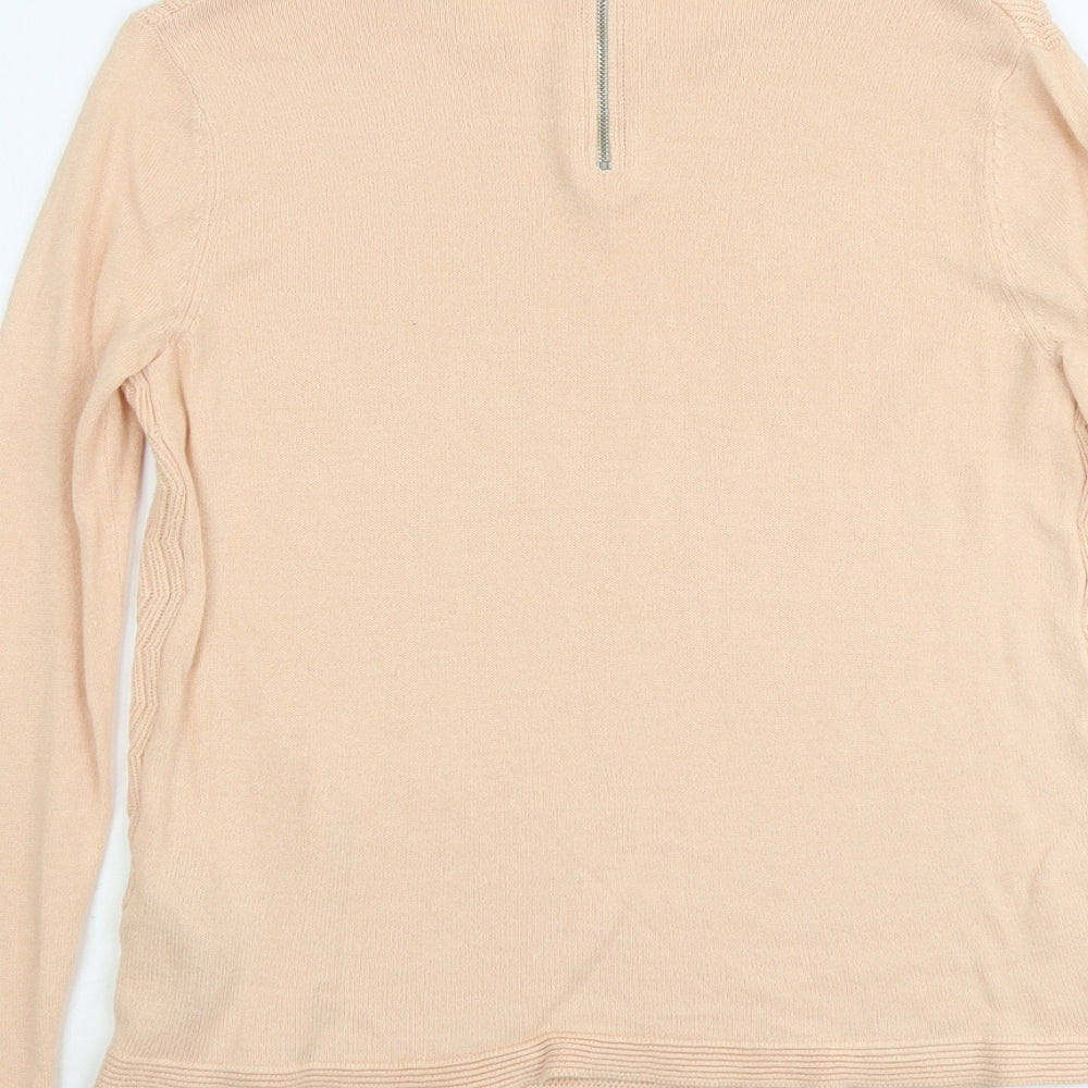 Marks & Spencer Womens Orange Round Neck Geometric Acrylic Pullover Jumper Size 10