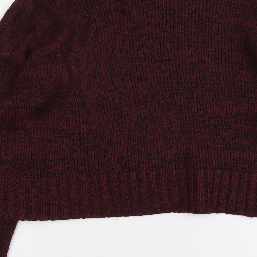 New Look Womens Red Round Neck Acrylic Pullover Jumper Size S
