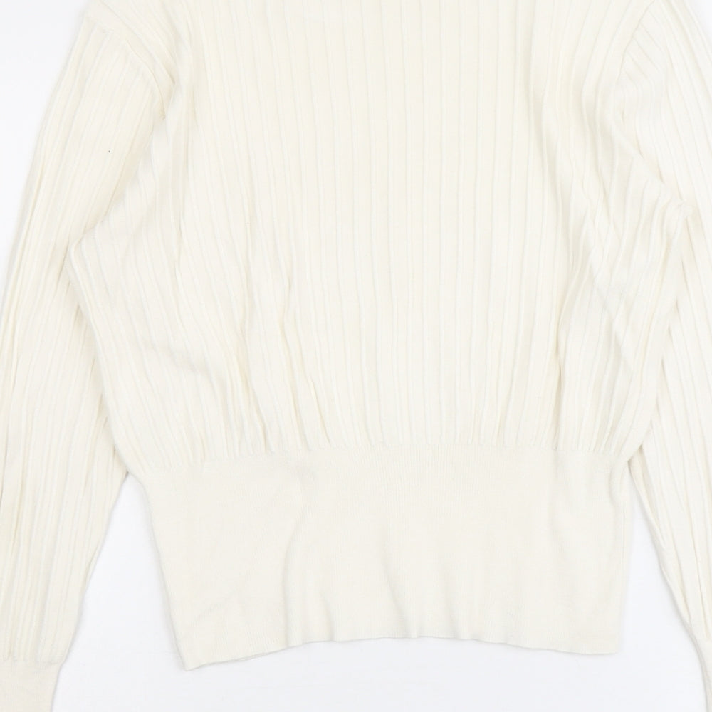 H&M Womens Ivory Round Neck Acrylic Pullover Jumper Size S