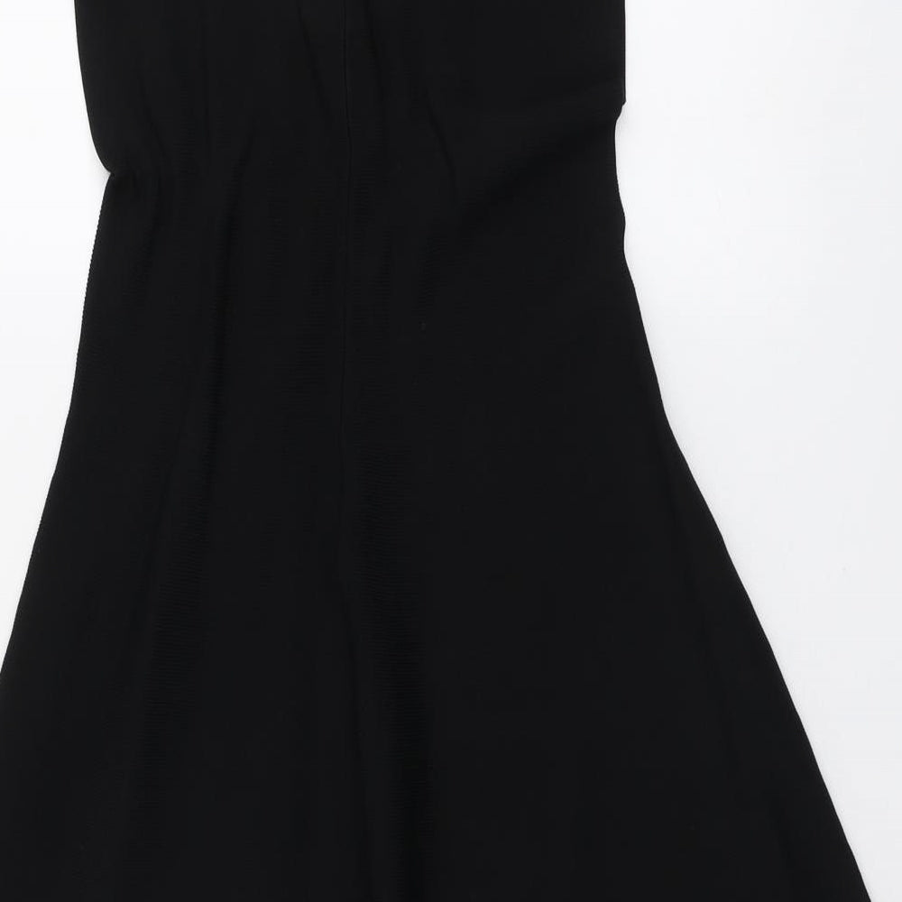 Very Womens Black Viscose Skater Dress Size 10 Round Neck Pullover - Cold Shoulder