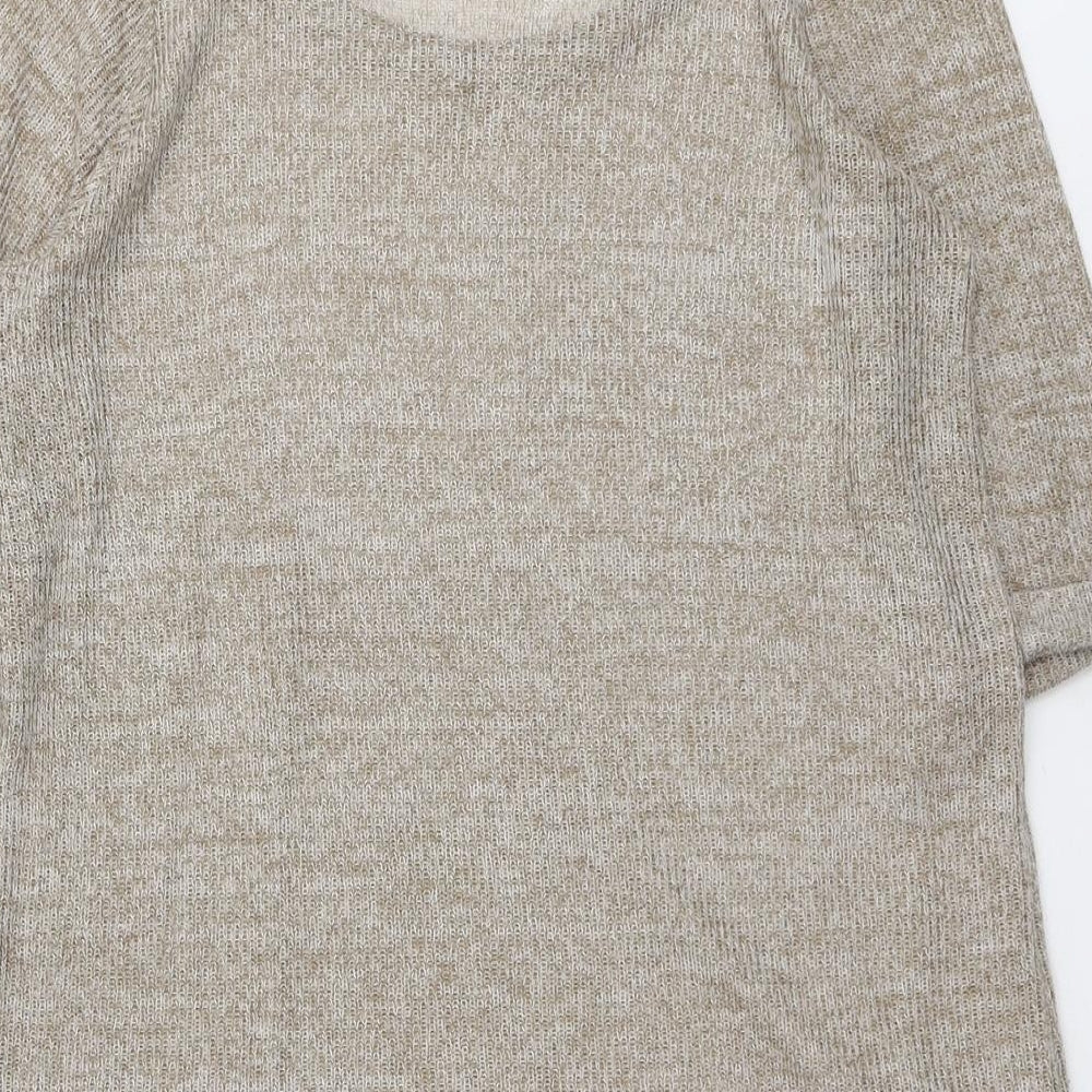 New Look Womens Beige Round Neck Acrylic Pullover Jumper Size 14