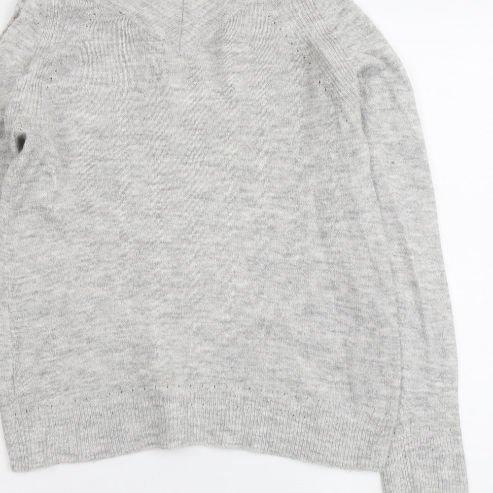 Dorothy Perkins Womens Grey V-Neck Acrylic Pullover Jumper Size 10