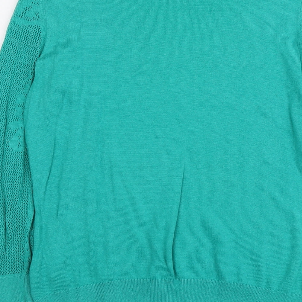 H&M Womens Green Boat Neck Modal Pullover Jumper Size M