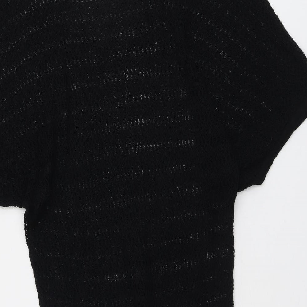 South Womens Black Round Neck Acrylic Pullover Jumper Size 14