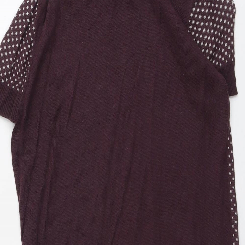 Max Womens Purple Roll Neck Geometric Acrylic Pullover Jumper Size 14