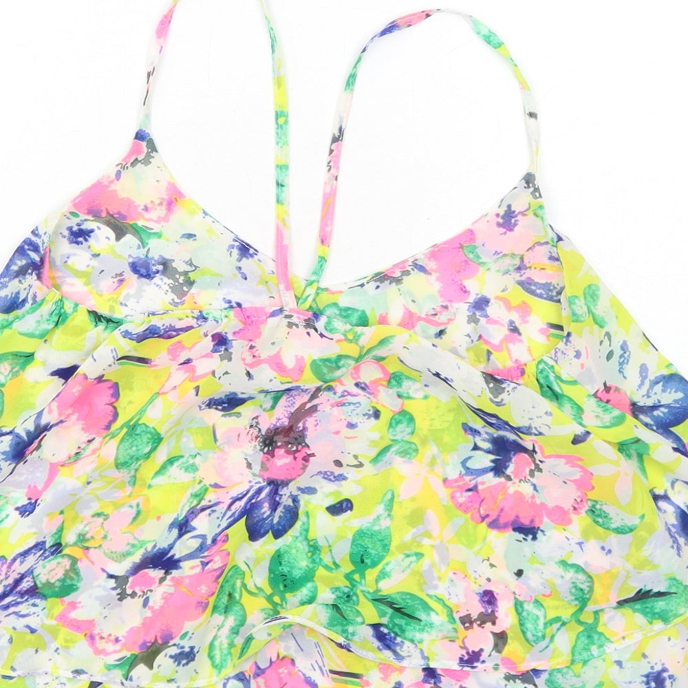 Vera&Lucy Womens Multicoloured Fair Isle Polyester Camisole Tank Size S Round Neck
