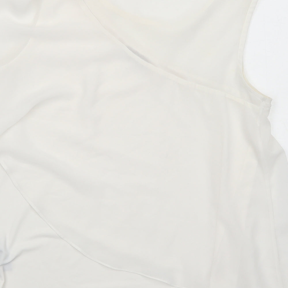 Oasis Womens White Polyester Basic Tank Size 8 Round Neck