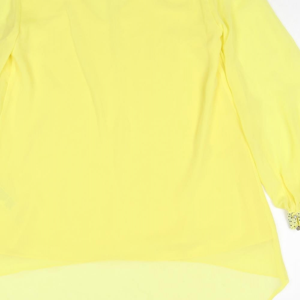 Wallis Womens Yellow Polyester Basic Blouse Size 8 V-Neck
