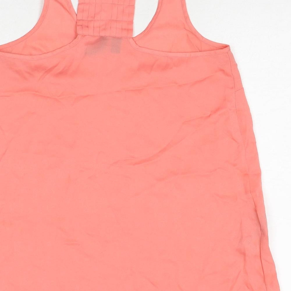 Mango Womens Pink Polyester Basic Tank Size S Round Neck