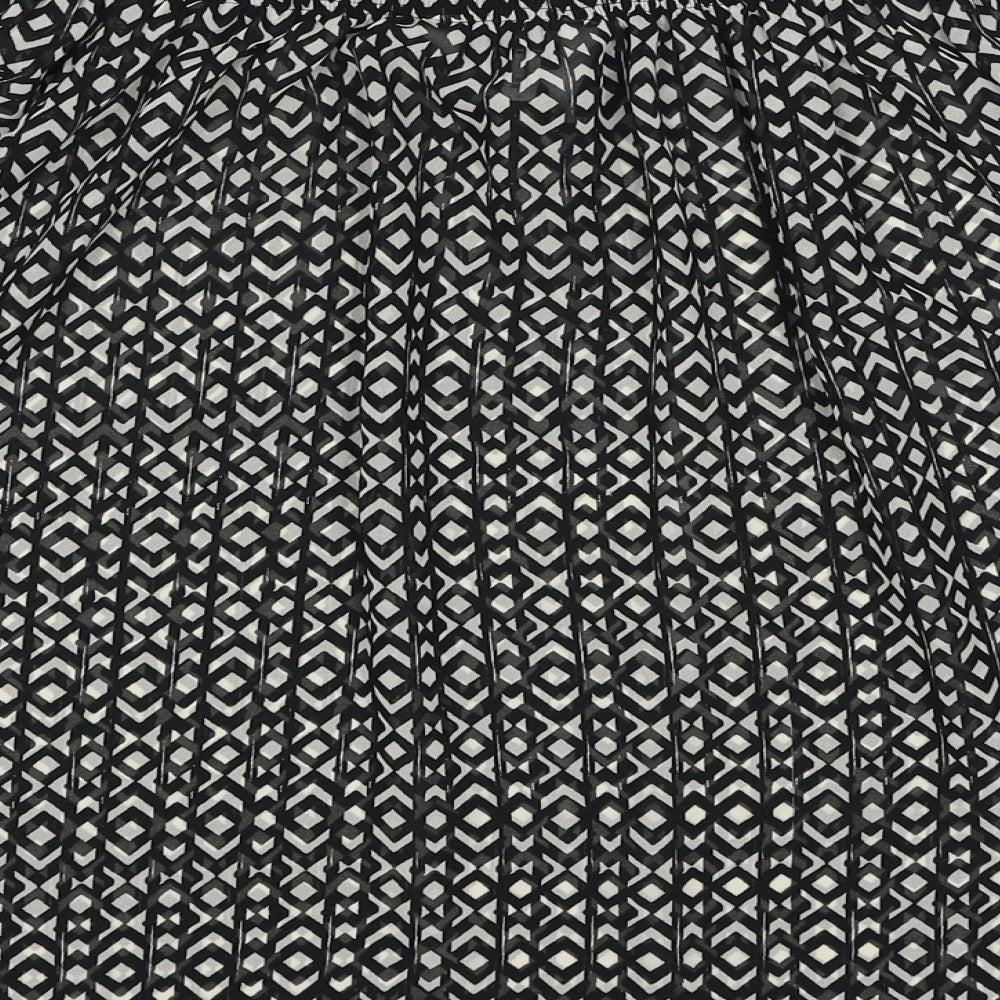 NEXT Womens Black Geometric Polyester Basic Blouse Size 10 Off the Shoulder
