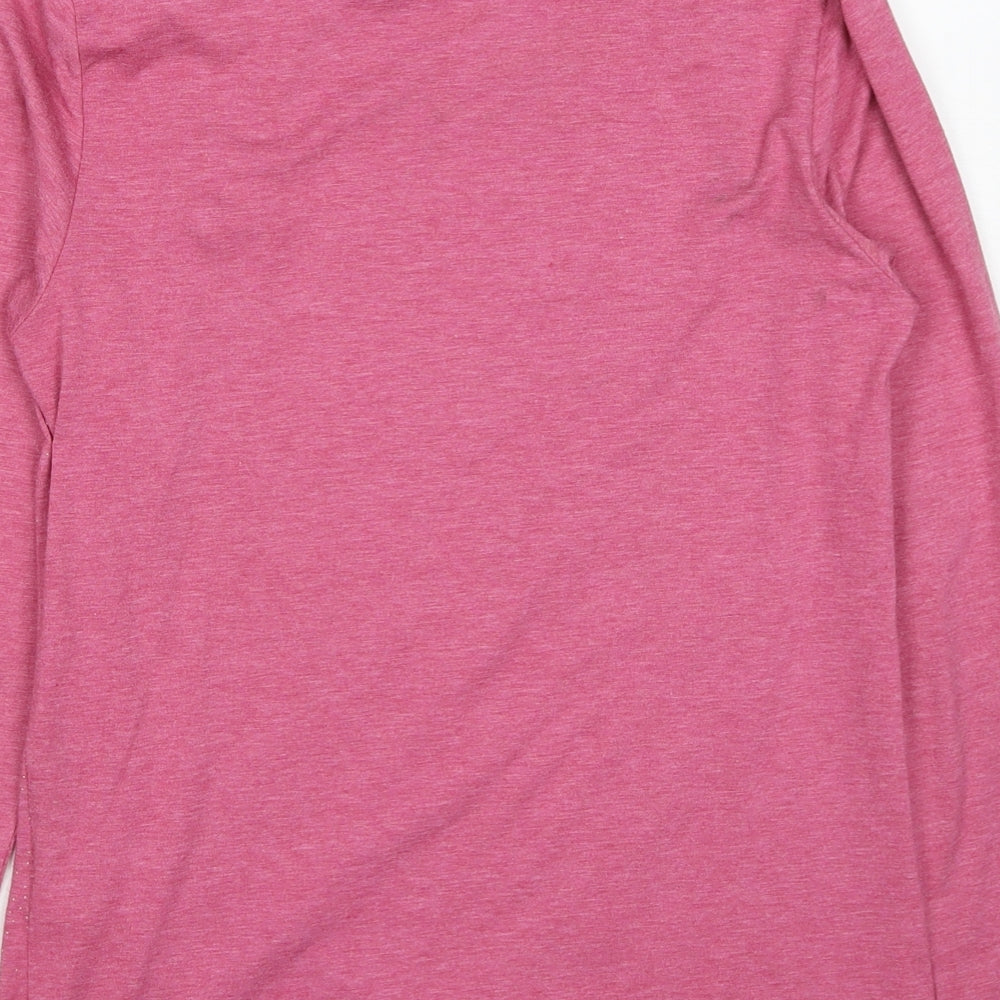 Marks & Spencer Womens Pink Polyester Basic T-Shirt Size 8 Cowl Neck