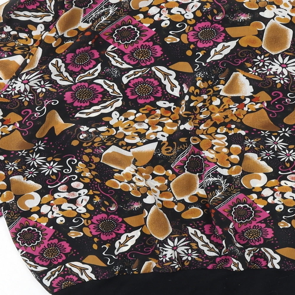 Canada Womens Multicoloured Floral Polyester Basic Button-Up Size 16 Round Neck
