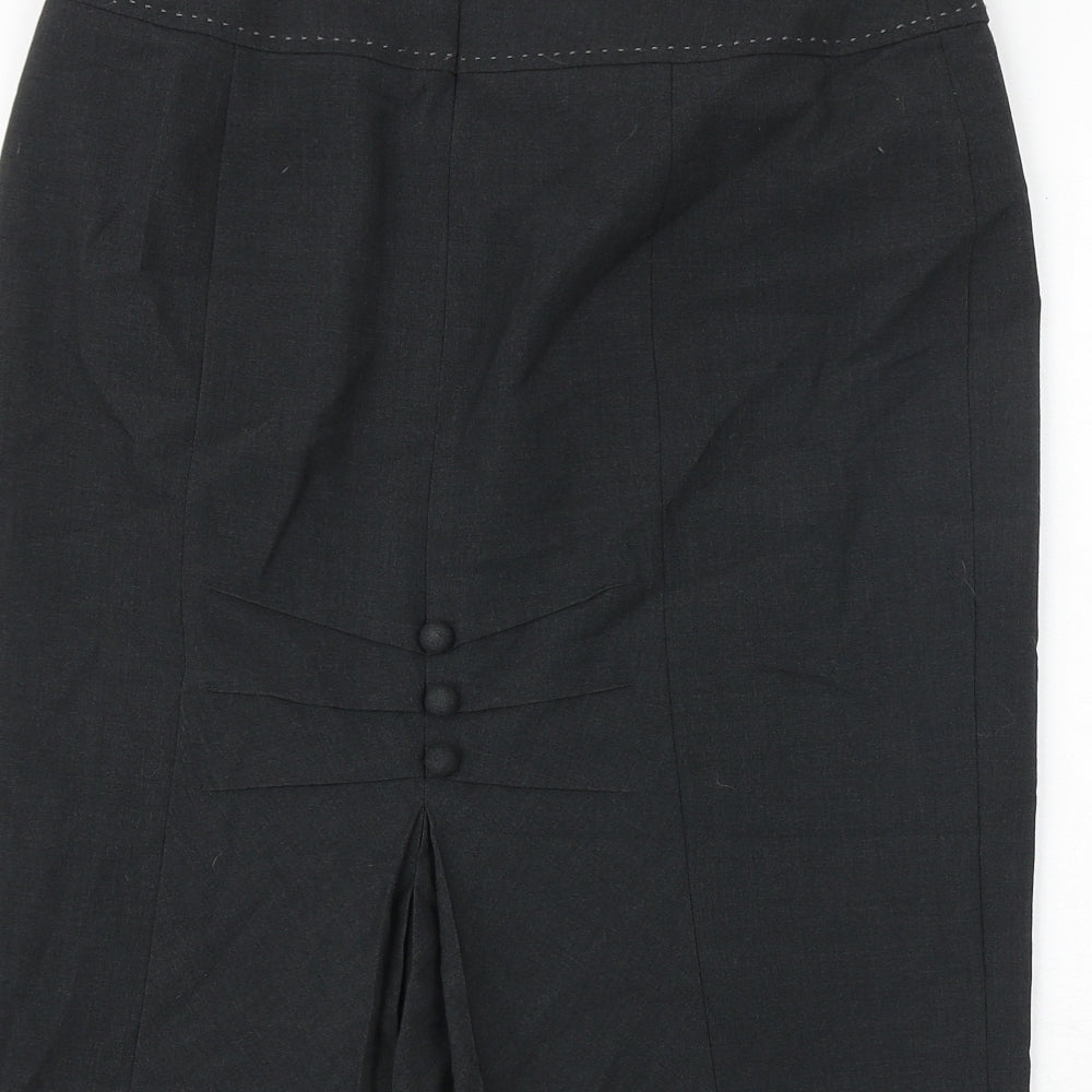 Marks & Spencer Womens Grey Polyester A-Line Skirt Size 12 Zip