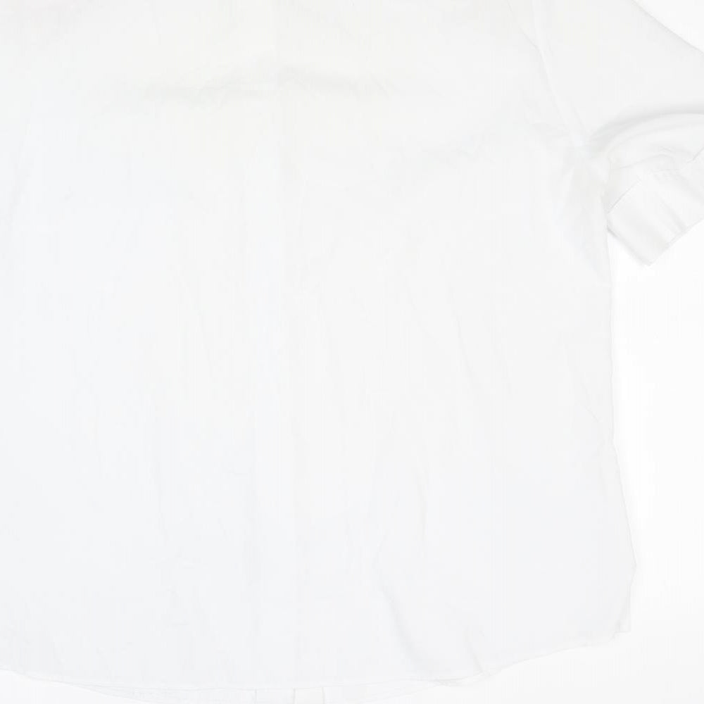 Delmond Womens White Polyester Basic Button-Up Size 16 Collared