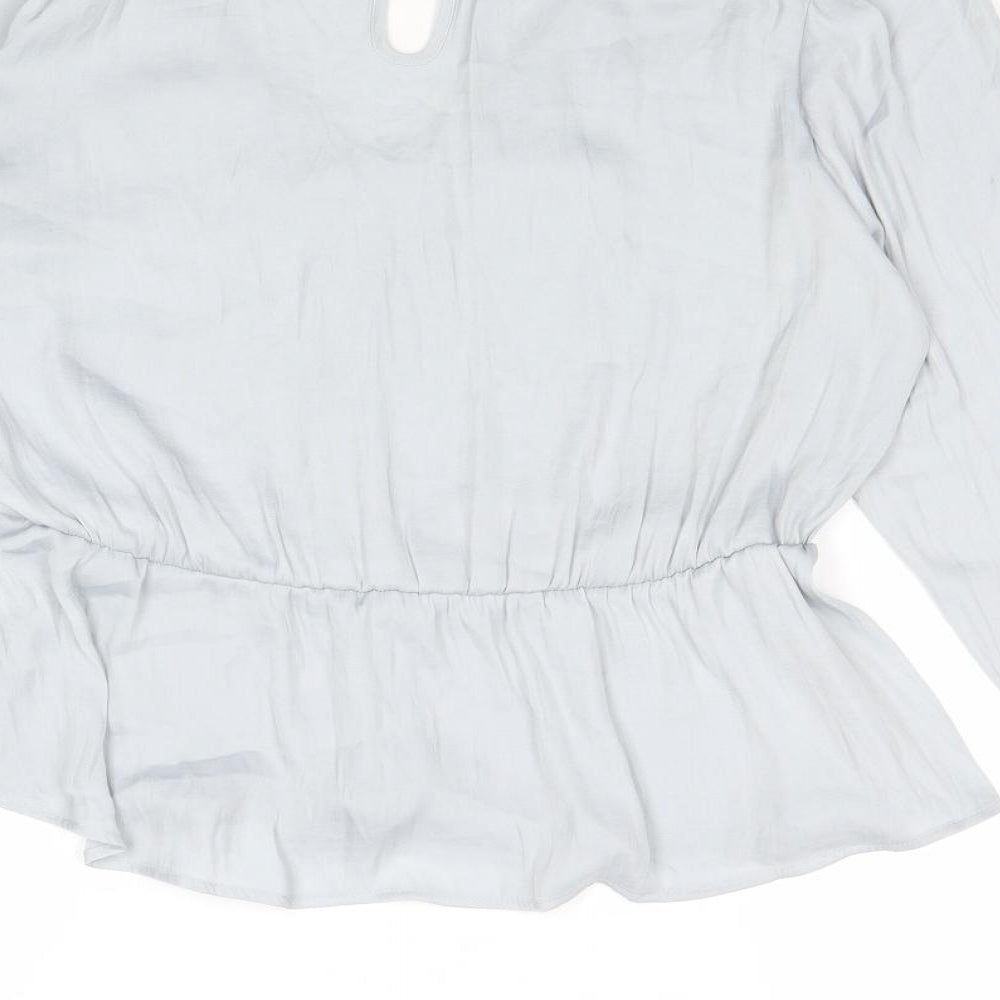 Marks & Spencer Womens Grey Polyester Basic Blouse Size 10 V-Neck