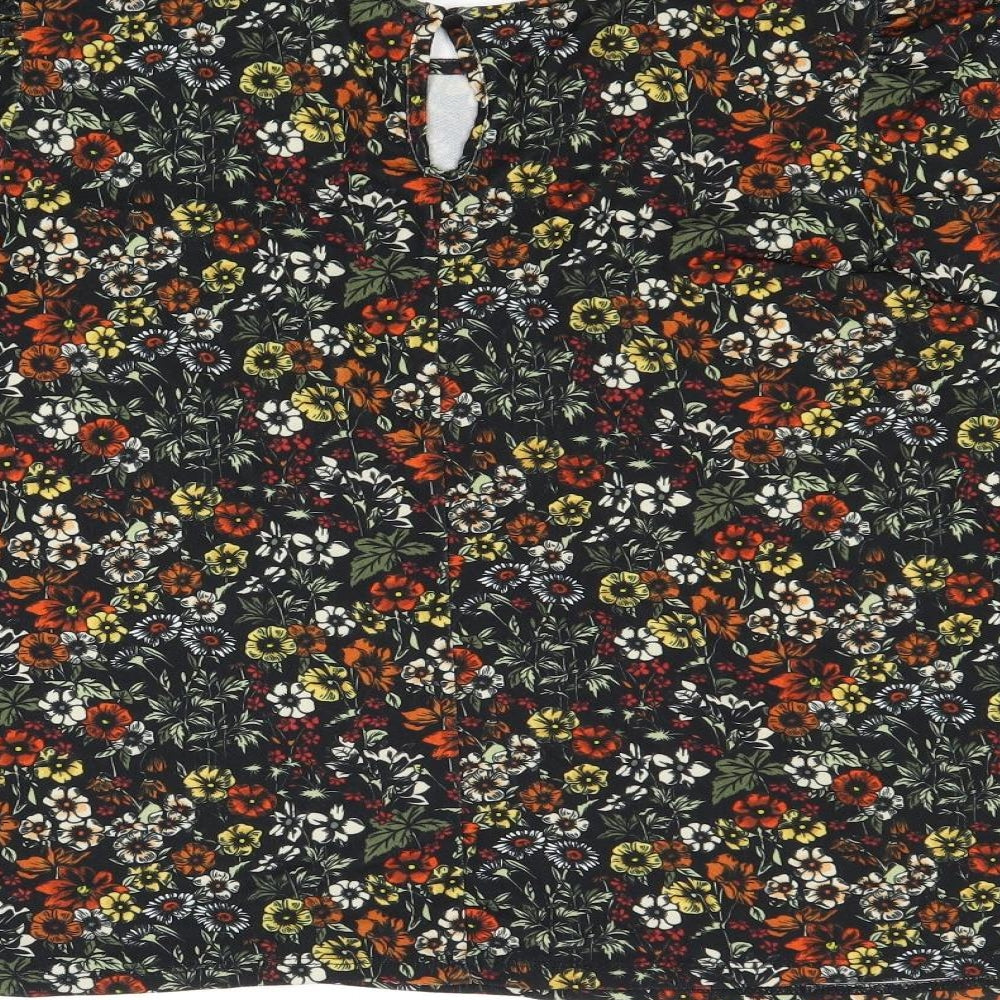 Warehouse Womens Multicoloured Floral Polyester Basic T-Shirt Size 14 Round Neck