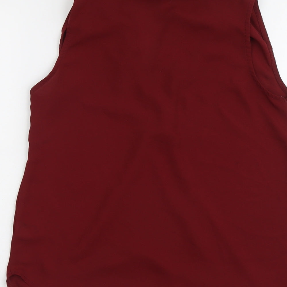 New Look Womens Red Polyester Basic Tank Size 6 V-Neck