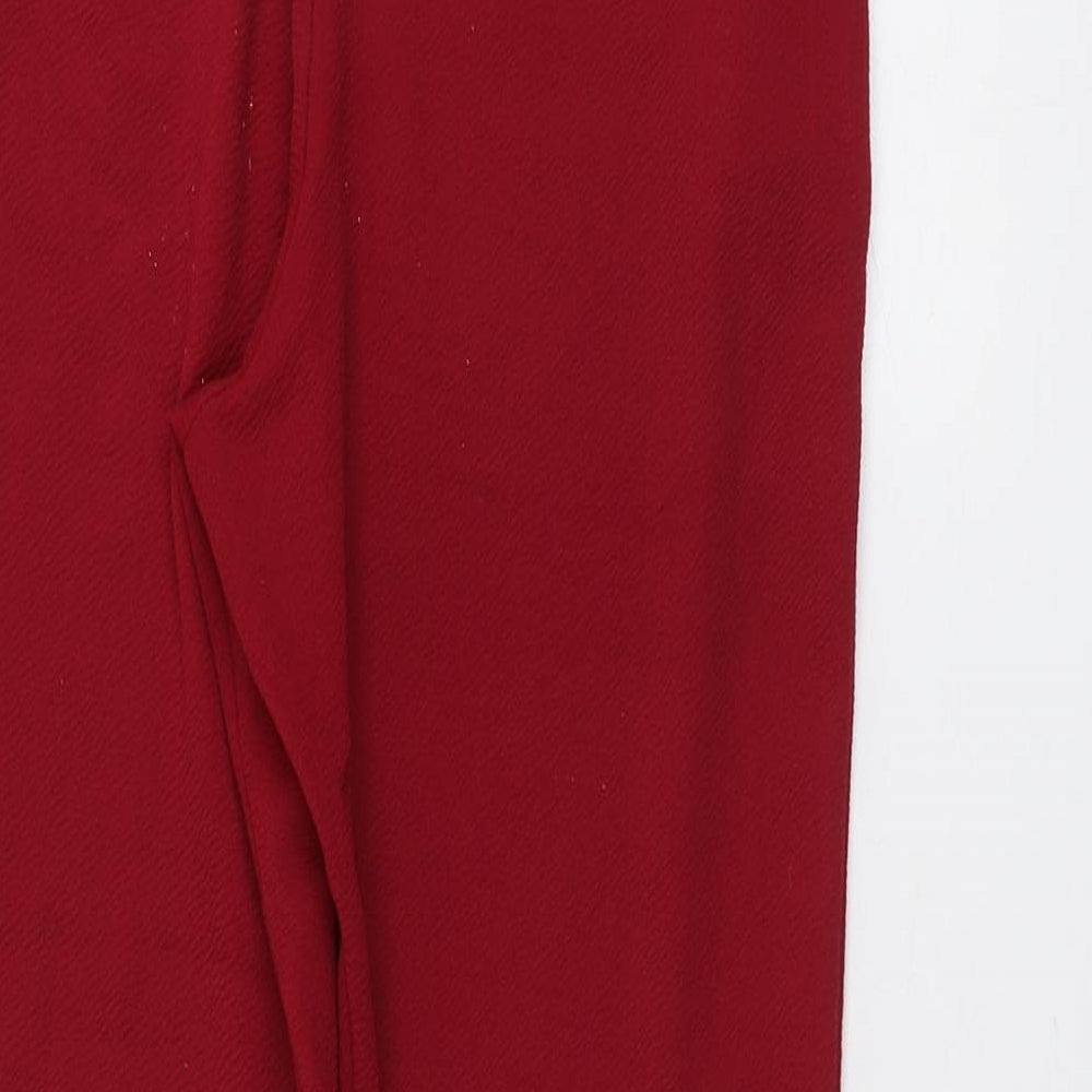Boohoo Womens Red Polyester Trousers Size 12 L26 in Regular