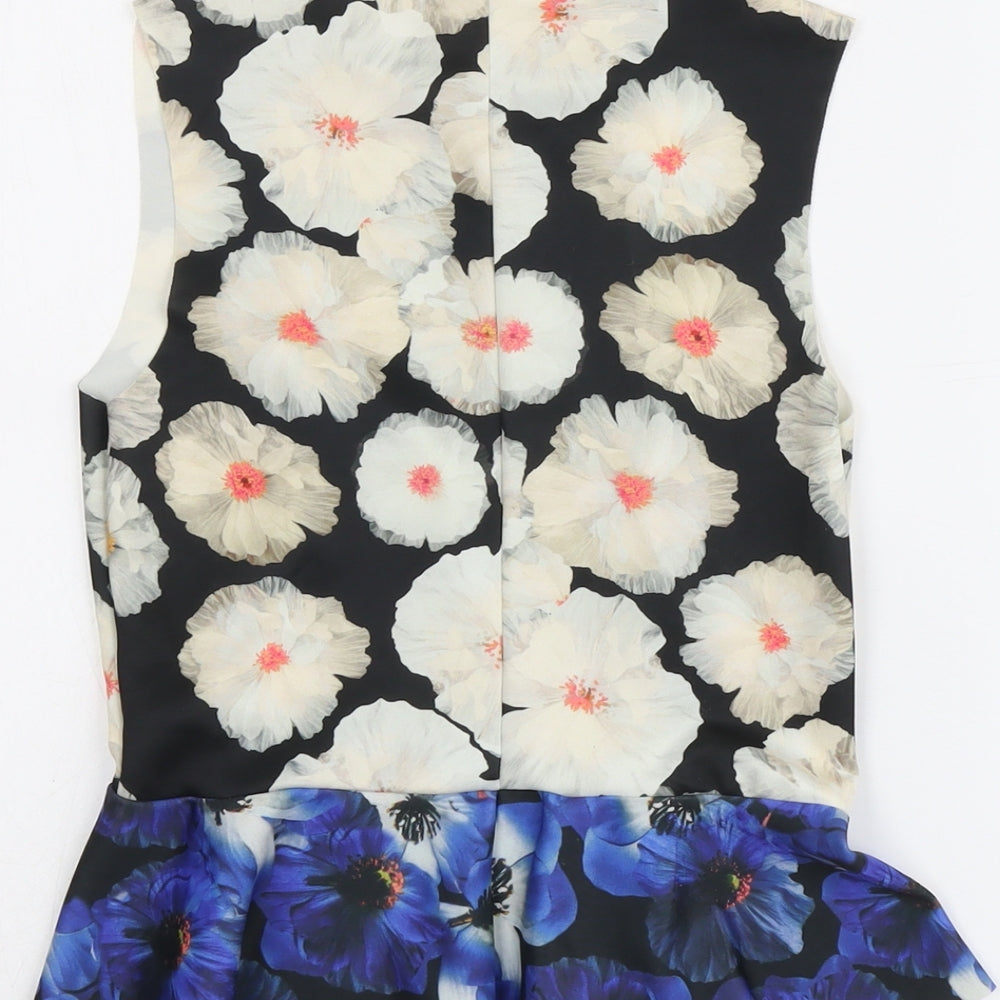 Zara Womens Multicoloured Floral Polyester Basic Tank Size S Round Neck - Peplum
