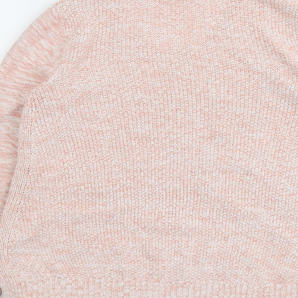 M&Co Womens Pink V-Neck Cotton Pullover Jumper Size 12