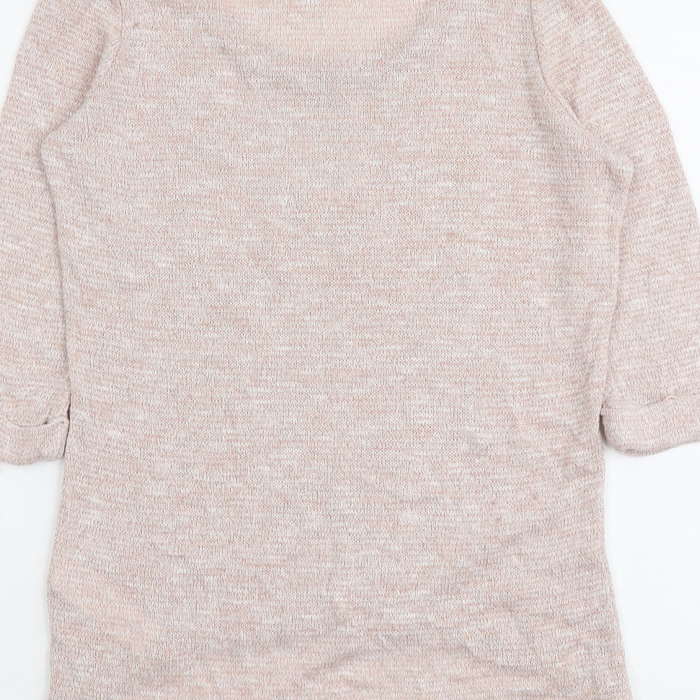 New Look Womens Pink Mock Neck Acrylic Pullover Jumper Size 10