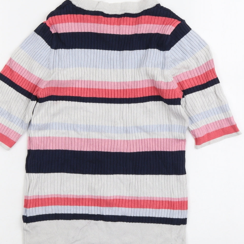 Marks & Spencer Womens Multicoloured Round Neck Striped Viscose Pullover Jumper Size 10