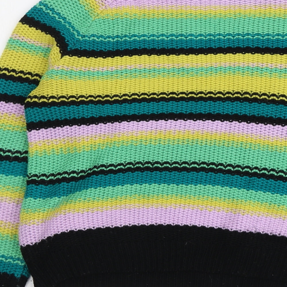 Very Womens Multicoloured Round Neck Striped Acrylic Pullover Jumper Size 12