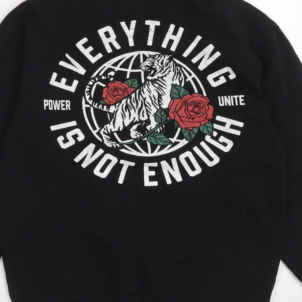 H&M Mens Black Cotton Pullover Sweatshirt Size XS - Slogan