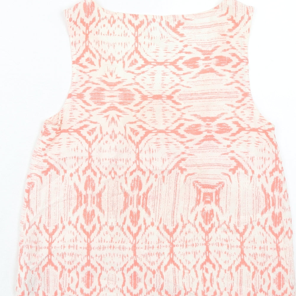 Saint Tropez Clothing Womens Pink Geometric Viscose Basic Tank Size XS Scoop Neck