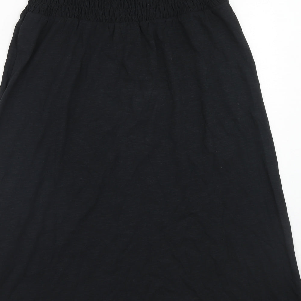Marks & Spencer Womens Black Cotton Fit & Flare Size 8 Square Neck Pullover