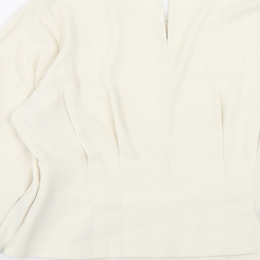 Marks & Spencer Womens Ivory Polyester Basic Blouse Size 18 Round Neck
